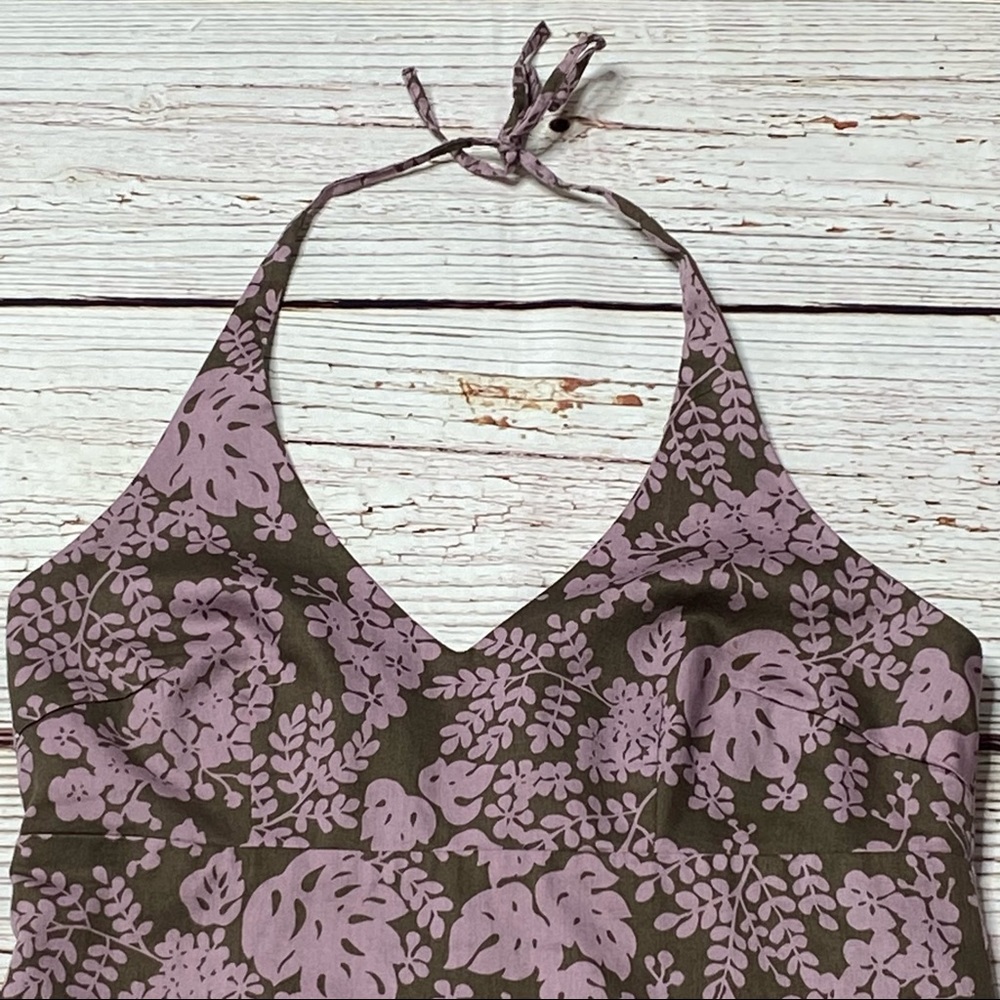 J Crew Floral Print Brown and Pink Halter Dress Sz 2 - Picture 7 of 16